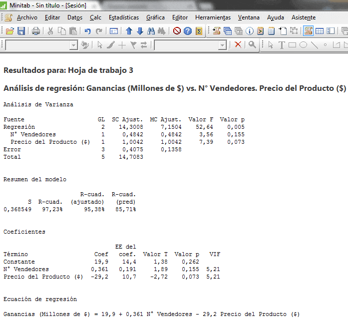 Ejemplo de una Regresión Lineal Múltiple para un Pronóstico con Excel y Minitab