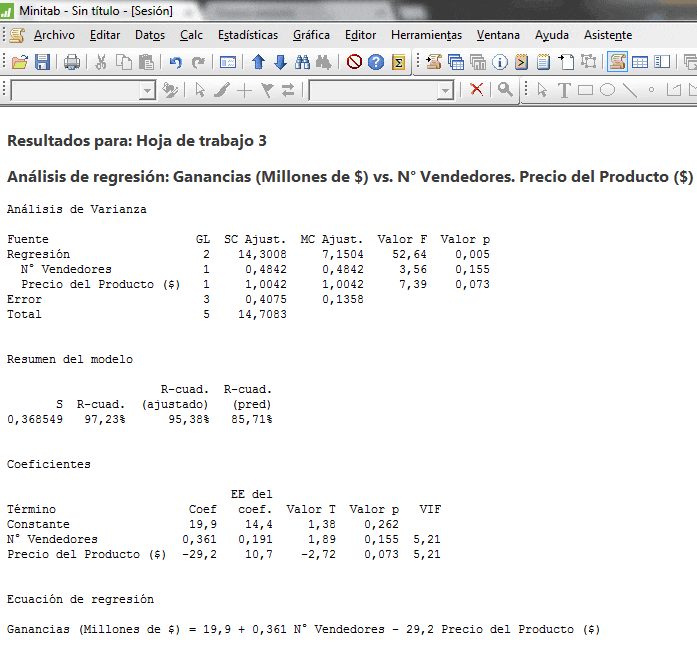 Ejemplo de una Regresión Lineal Múltiple para un Pronóstico con Excel y  Minitab